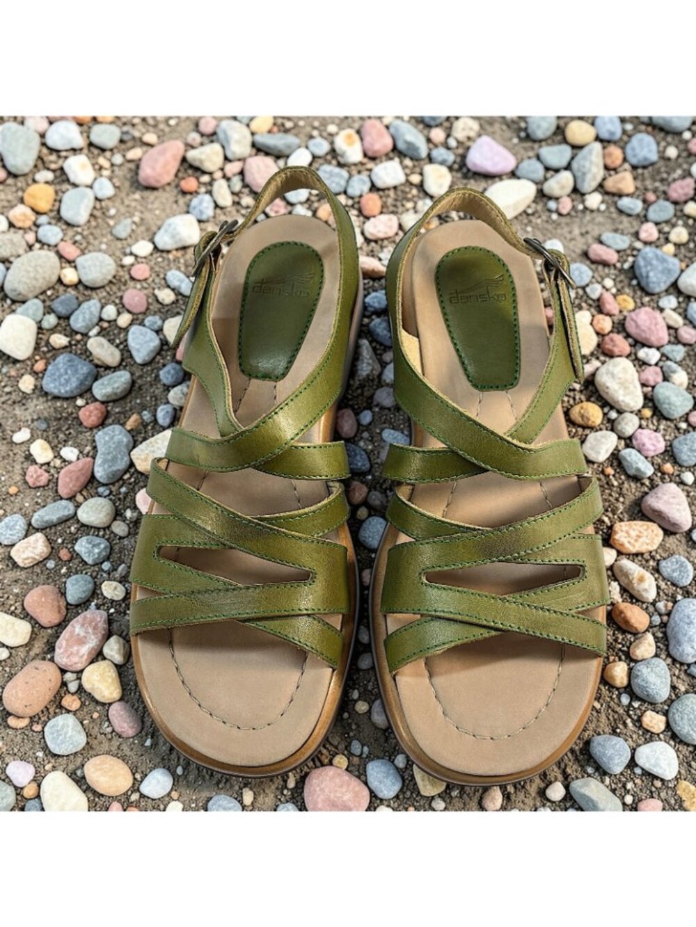 Dansko Lolita Strappy Platform Sandals Cactus Green Leather Size EU 40 41 US 10 - Picture 2 of 13